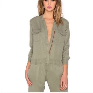 Etienne Marcel Khaki Long Sleeve Jumpsuit Small
